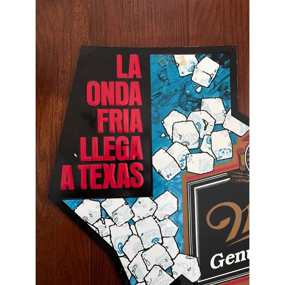 Vintage Miller Genuine Draft Beer Sign Texas‎ Shape La Onda Fria Metal 23x22